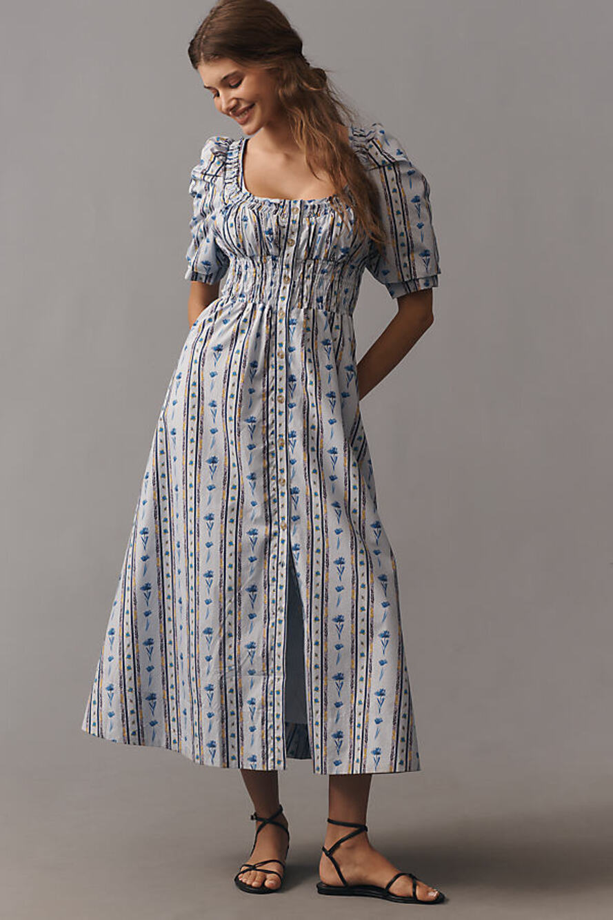 nwt by ANTHROPOLOGIE sz 1X short sleeve High-Low Midi Dress